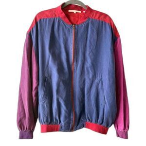 Vintage Perry Ellis Silk Colorblock Full Zip Jacket XL